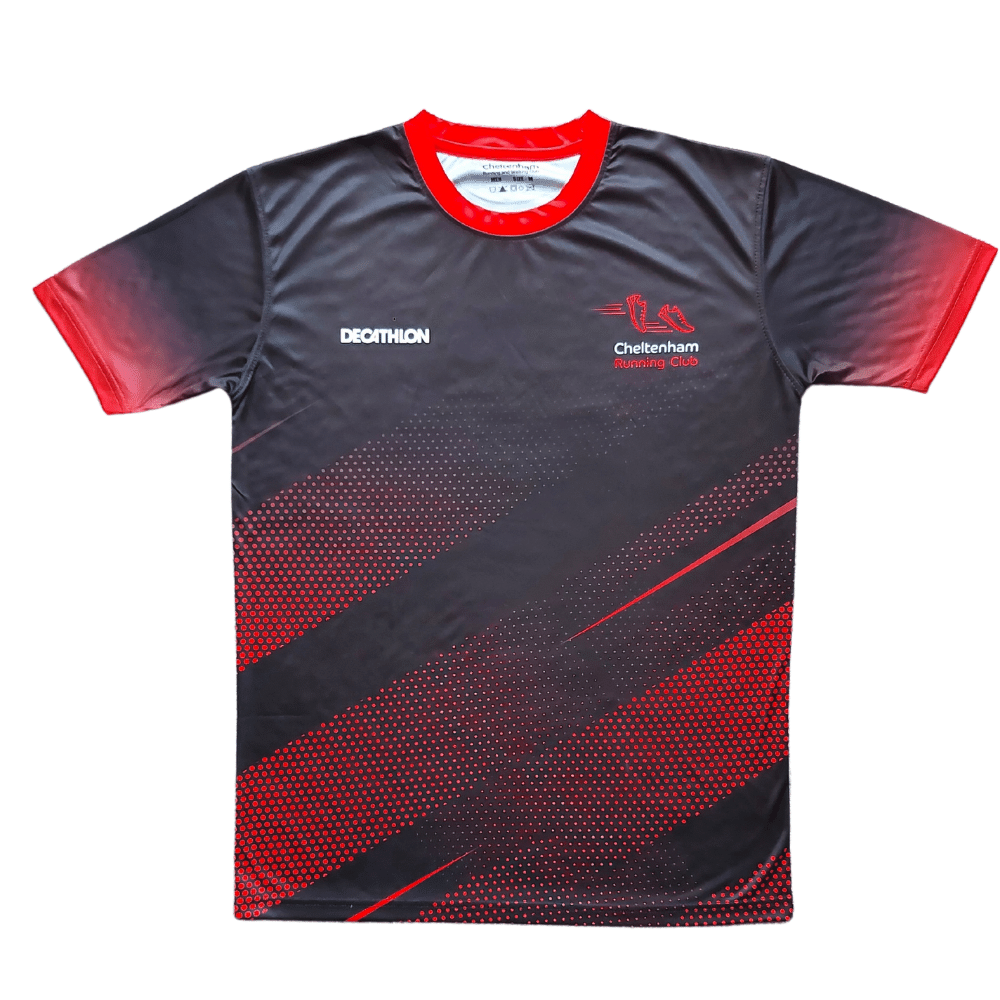 Men’s Black Running TShirt Shop at Cheltenham Running and Walking Club